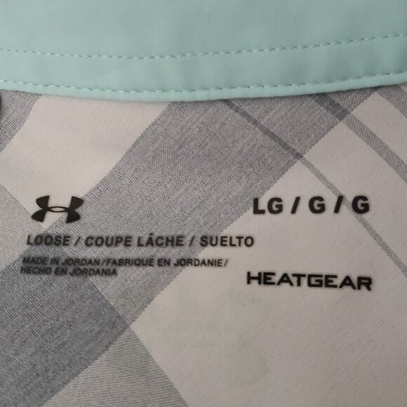 UA Under Armour Top Womens L High Tide Heatgear Active Shirt Plaid Button Front - Picture 8 of 9